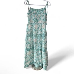 Teal and White Floral Cotton Fabric